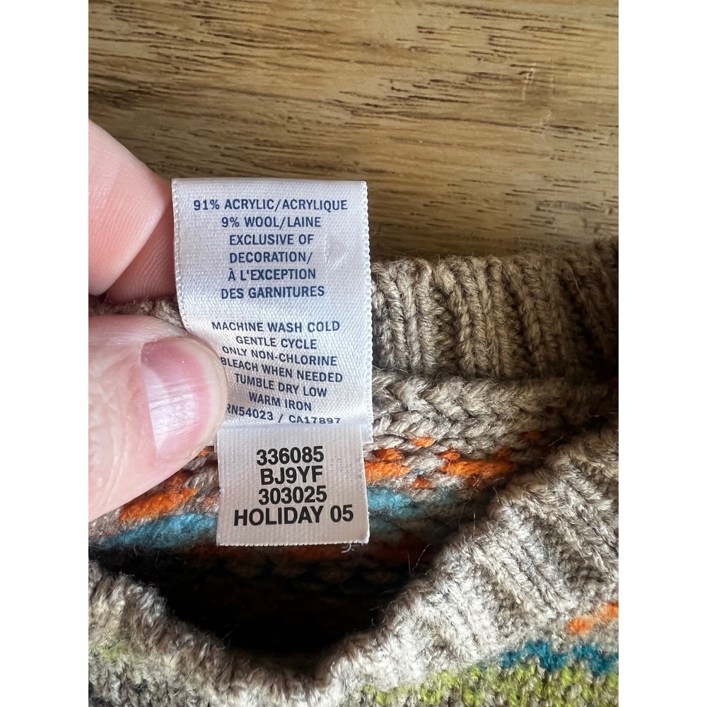 Vintage Old Navy Boys Fair Isle Sweater Size 12-18 months Fisherman Sweater - Picture 3 of 7
